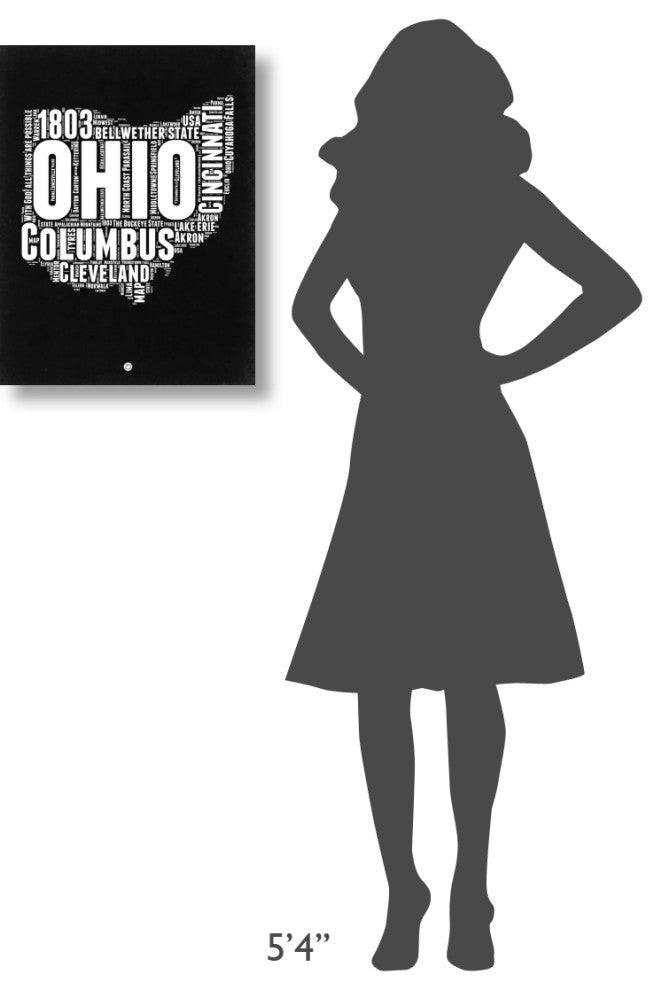 "Ohio Black and White Map" Fine Art Print