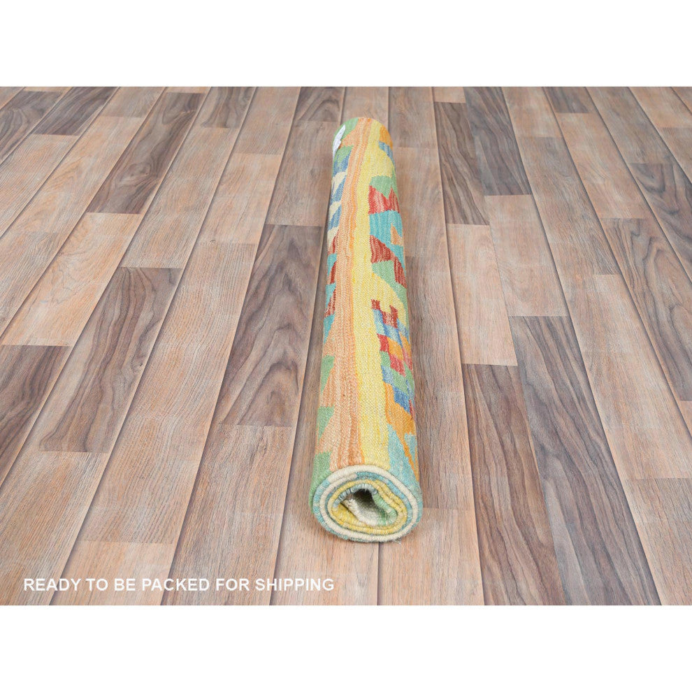 Colorful, Organic Wool Hand Woven, Afghan Kilim Oriental Rug, 2'10"x4'8"
