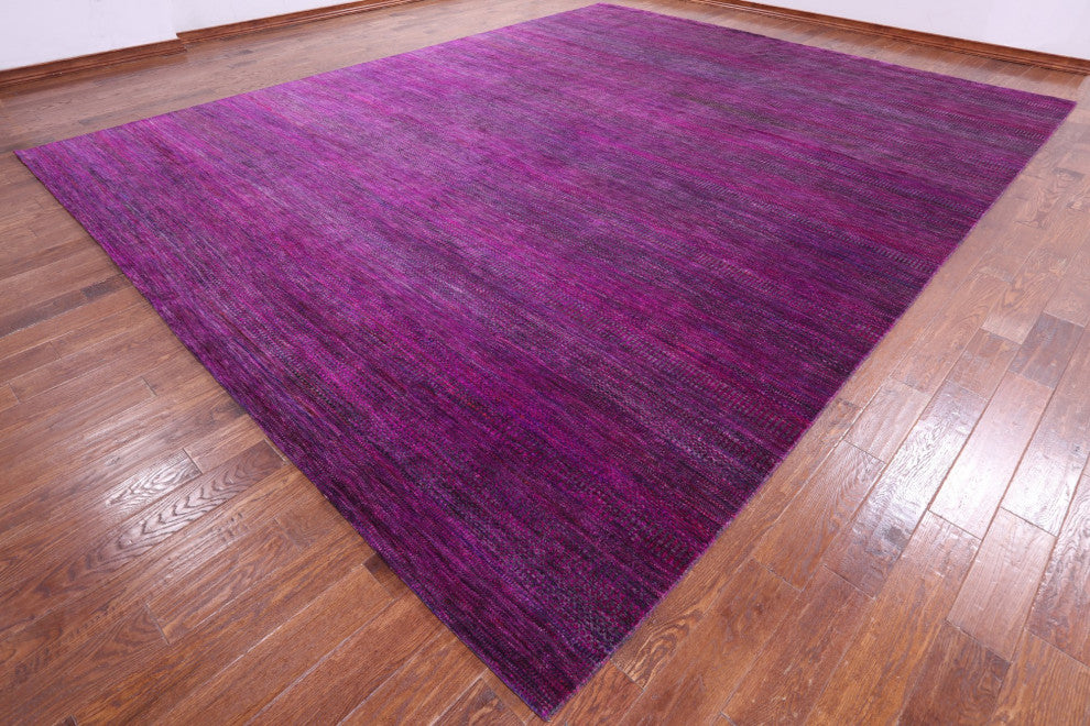12' 2" X 15' 2" Wool and Silk Super Savannah Gabbeh Handmade Rug Q8612