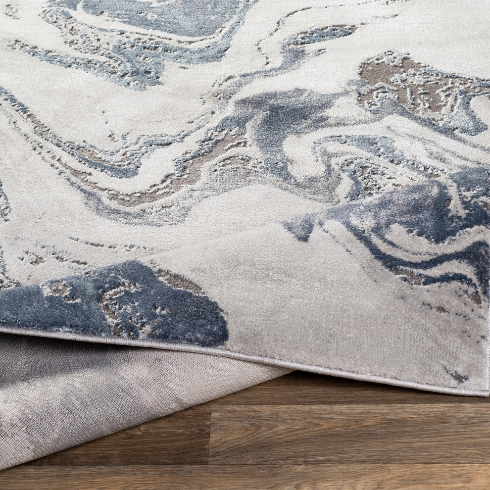 Surya Tibetan TBT-2319 5'3"x7'7" Rug, Navy/Denim/Light Gray/White