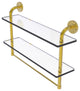 Remi 22" Two Tiered Glass Shelf with Towel Bar, Polished Brass