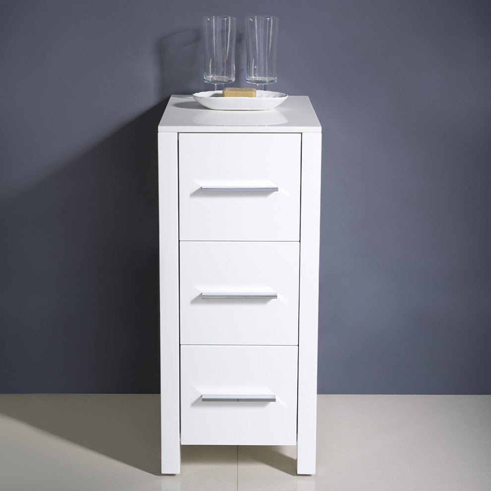 Fresca Torino 12" Espresso Bathroom Linen Side Cabinet, White