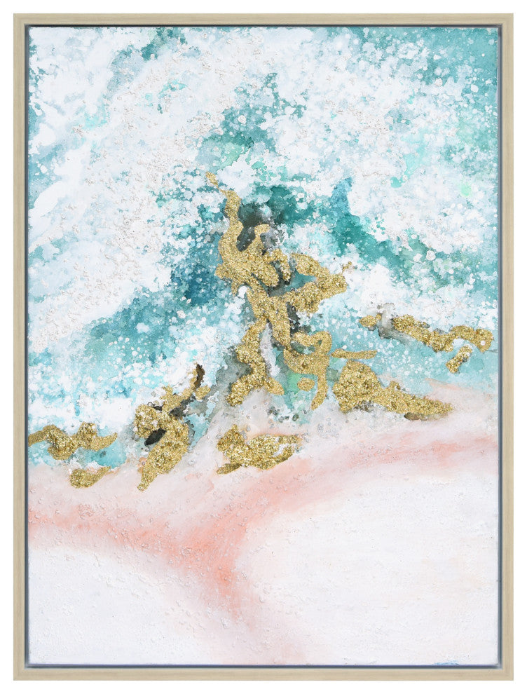 Sunday Ocean Textured Metallic Hand Painted Framed Wall Art by Martin Edwards