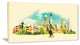 "Buenos Aires" Panoramic View Cityscape Watercolor Wall Art, 32"x16"