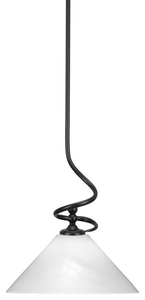 Capri 1-Light Mini Pendant with Hang Straight Swivel, Matte Black/White Marble