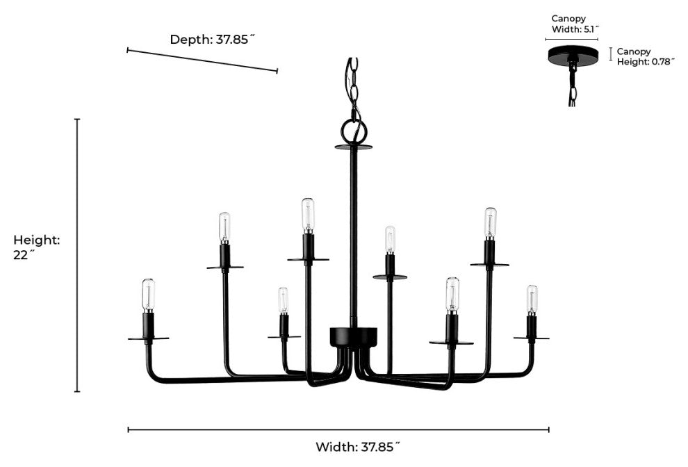 8 Light 37.85 in. Polished Nickel Chandelier