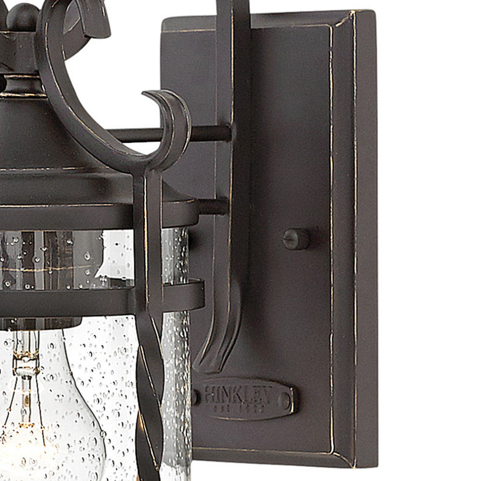 Hinkley Casa Small Wall Mount Lantern, Olde Black With Clear Seedy Glass