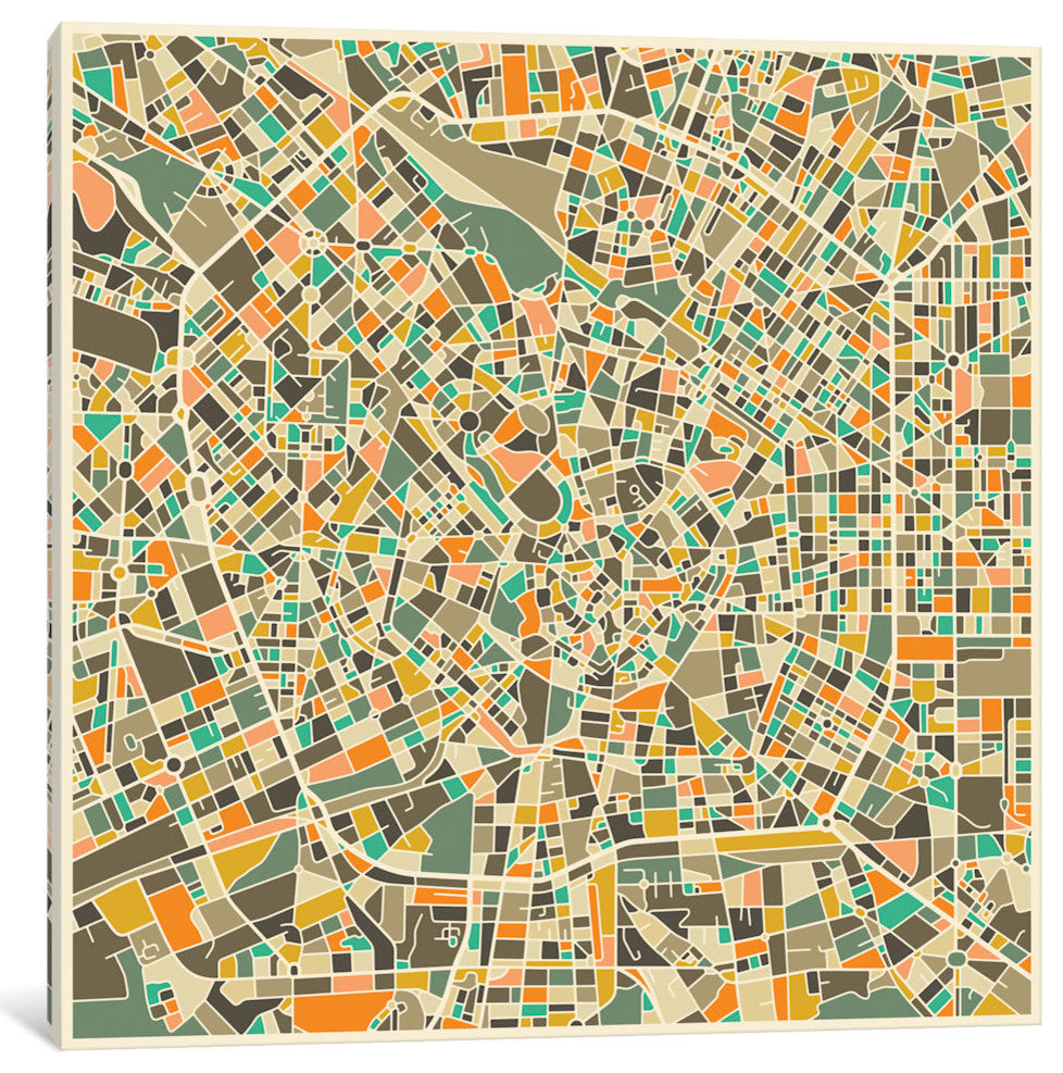 "Abstract City Map of Milan" by Jazzberry Blue, 12x12x1.5