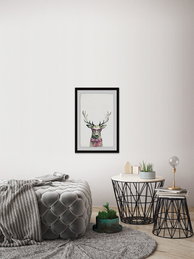 "Pink Buck" Framed Painting Print, 12"x18"