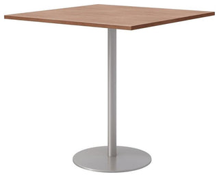 42" Square Pedestal Table - Cherry Top - Silver Base - Bistro Height