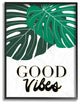 Good Vibes Tropical Monstera Typography Oversized Framed Giclee Art, 16"x20"