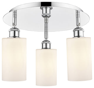 Clymer-3 Light 16" Flush Mount-Polished Chrome, Matte White Glass Shade