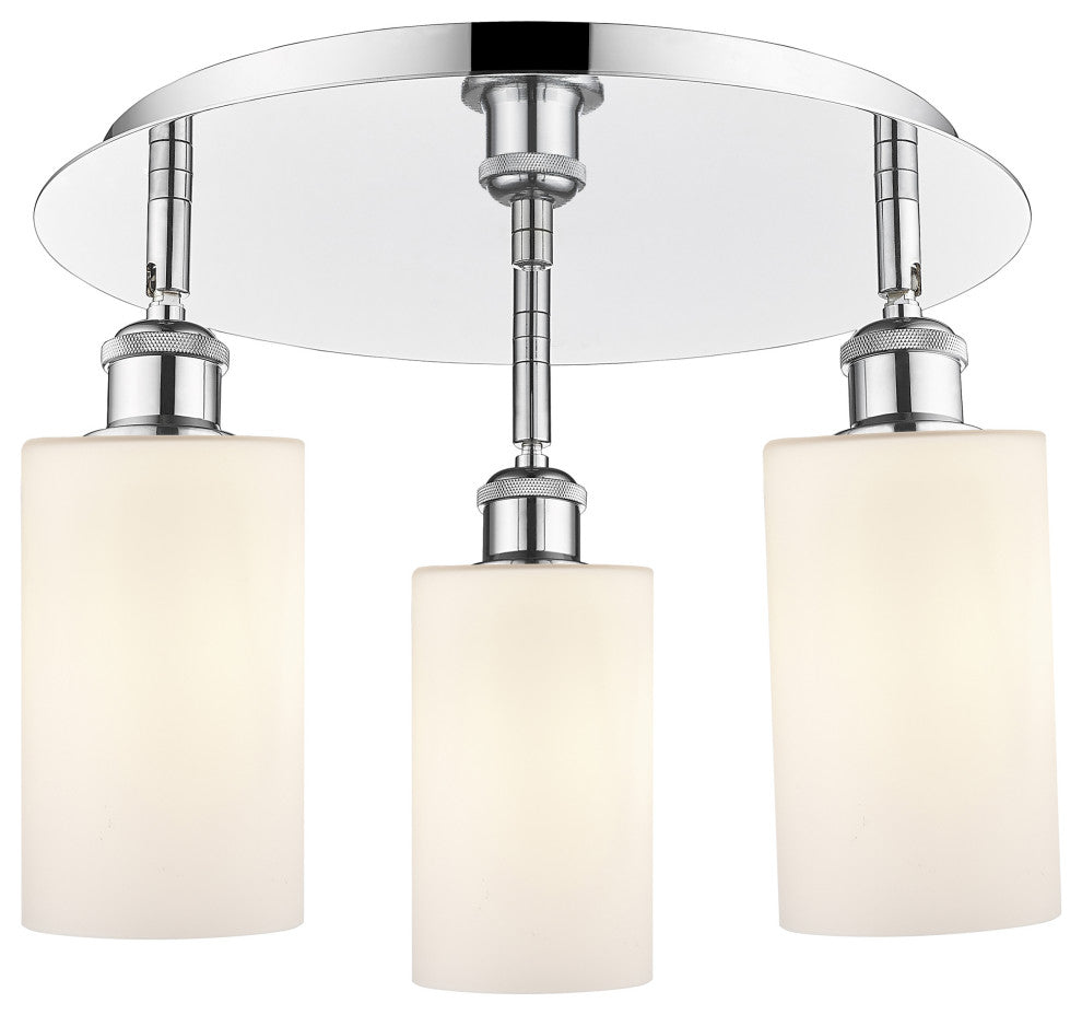 Clymer-3 Light 16" Flush Mount-Polished Chrome, Matte White Glass Shade