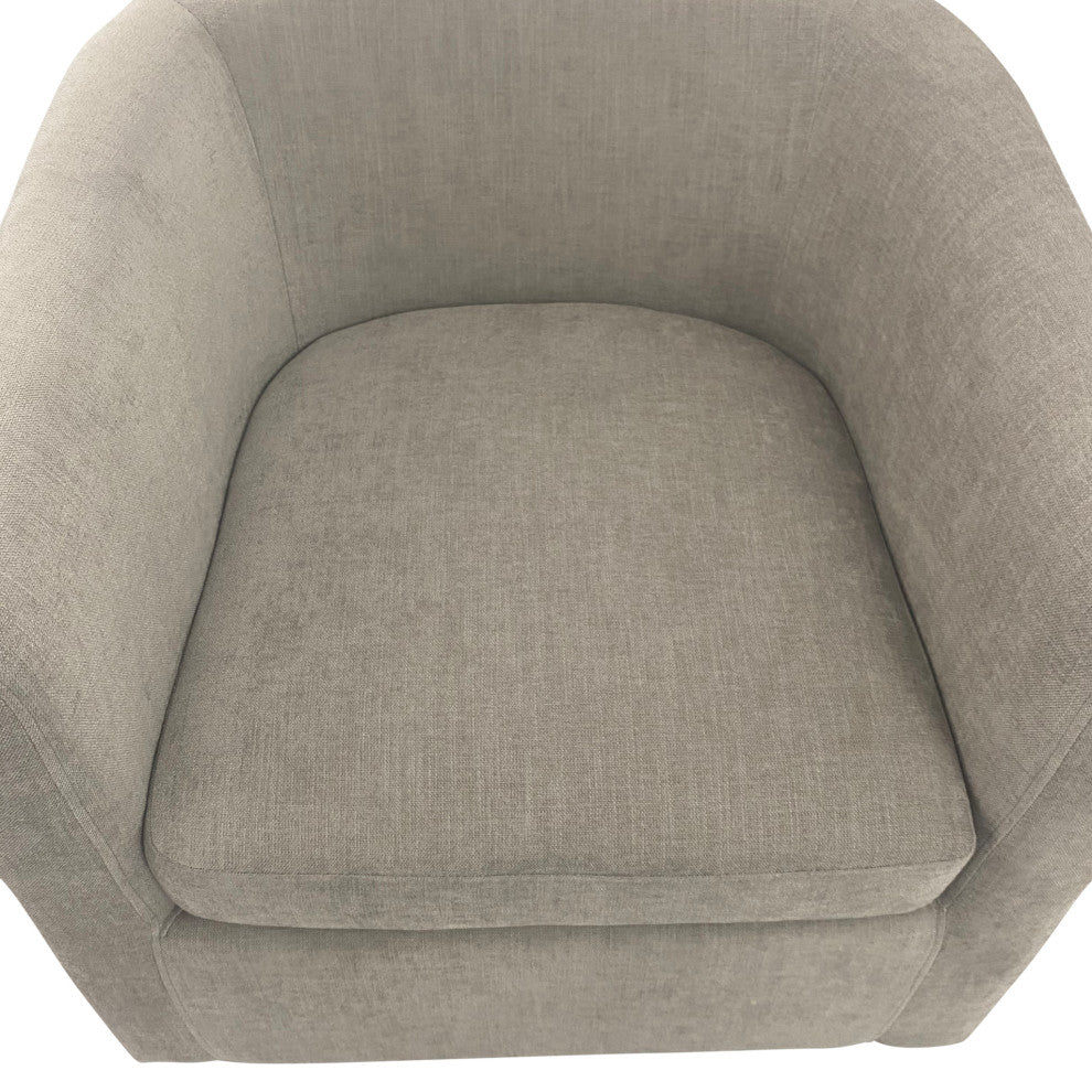 Ingran Barrel Swivel Upholstered Accent Chair, Gray