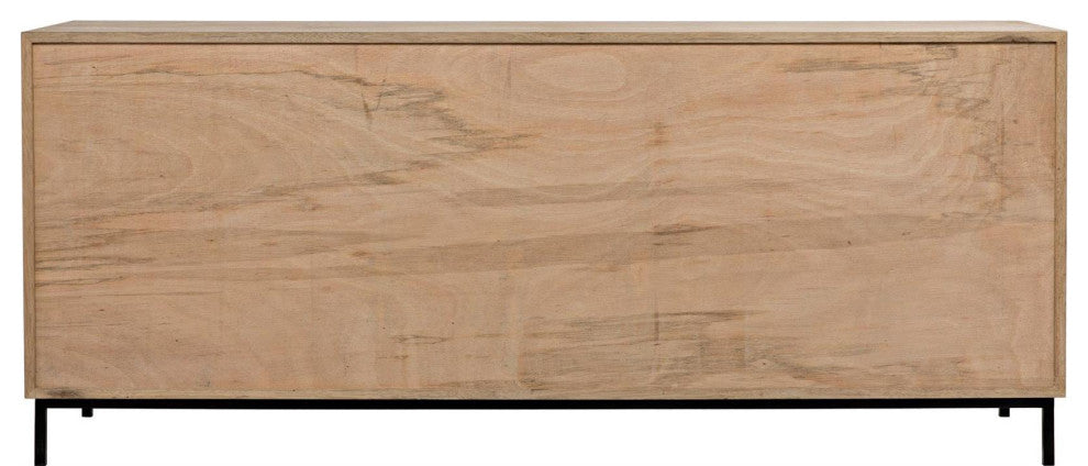 Walnut Herringbone Sideboard With Steel Base