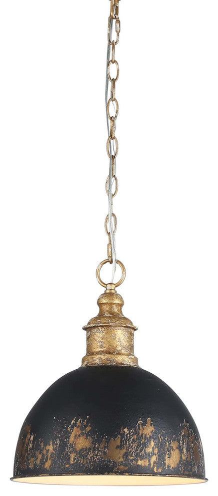 Golden Lighting 0809-M Alison 12"W Pendant - Vintage Gold / Weathered Black