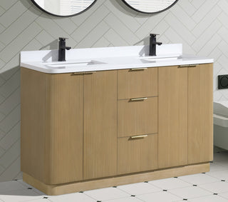 Ari Kitchen and Bath Calamigo 55" Freestanding Bathroom Vanity Oak