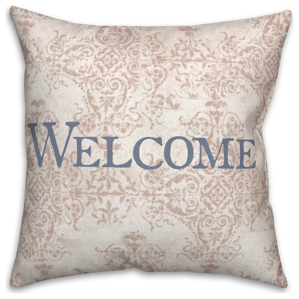 Welcome Peach Pattern Pillow 18x18 Spun Poly Pillow