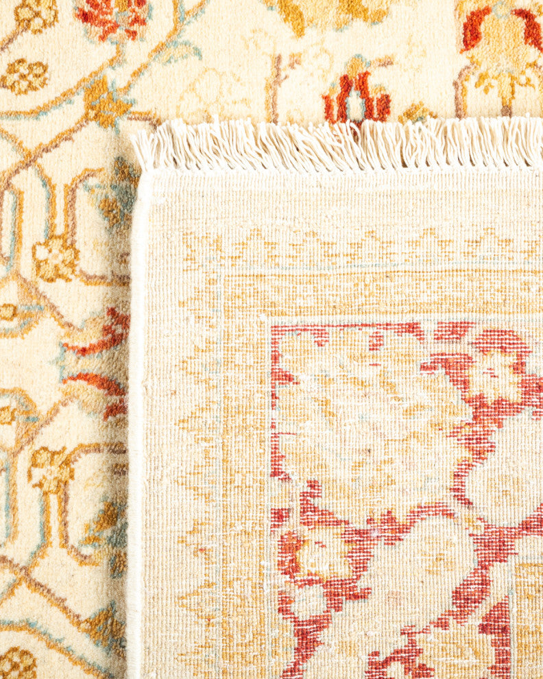 Saharanpur, One-of-a-Kind Hand-Knotted Area Rug Ivory, 3'1"x10'7"