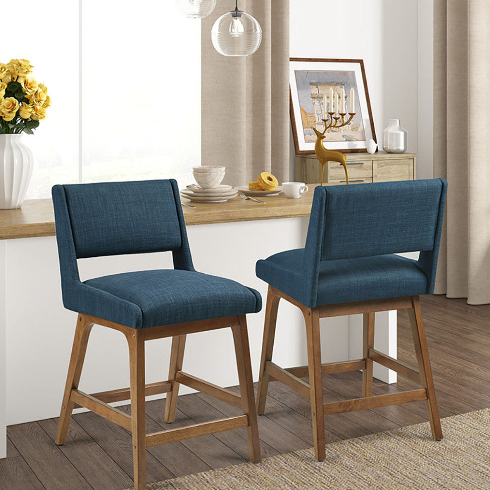 INK+IVY Mid-Century Modern Counter Stool Barstools, Navy Blue