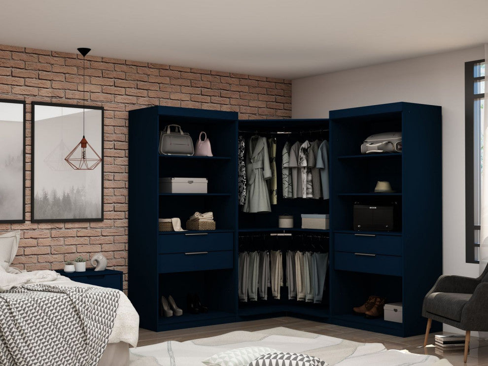 Mulberry Open 3 Sectional Corner Closet, Tatiana Midnight Blue