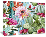 "Cactus Pattern Watercolor" Floral Digital Art Canvas Print