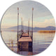 Wooden Boardwalk To Clear Sea Water, Sea Bridge Disc Metal Artwork, 36"
