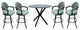 Swivel Counter Metal Pub Set - M-70 Stools 26" or 30", Watusi Aquatint - Black, 26", Crackle Glass