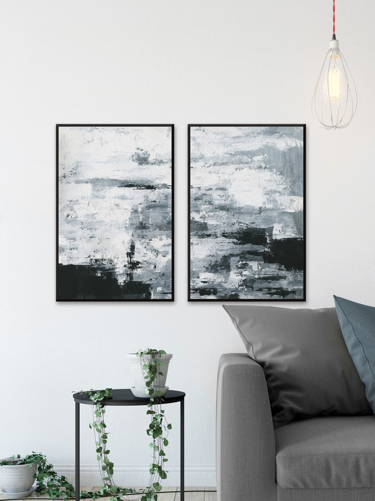 Black and White Smudges Diptych, 24"x18"