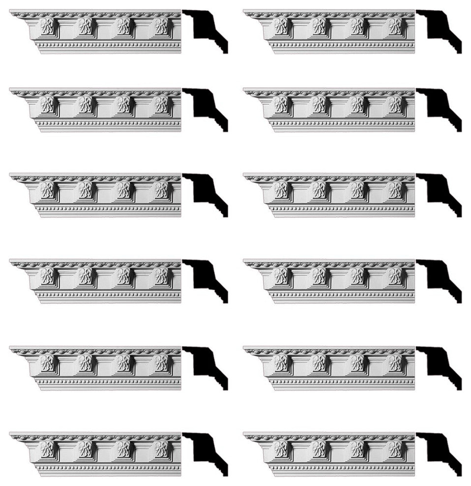 Ornate Cornice White Urethane Three Rivers Design 12 Pieces Totaling 1128" Long
