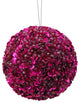 Lavish Fuschia Pink Fully Sequined and Beaded Christmas Ball Ornament, 4.25"