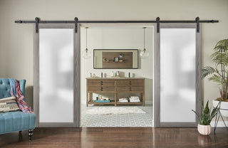Planum 2102 Double Barn Doors 48 x 96, Ginger Ash and Hardware 13FT