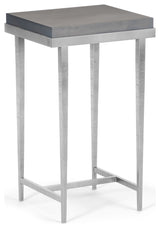 Wick Side Table, Vintage Platinum Finish, Maple Grey Accents