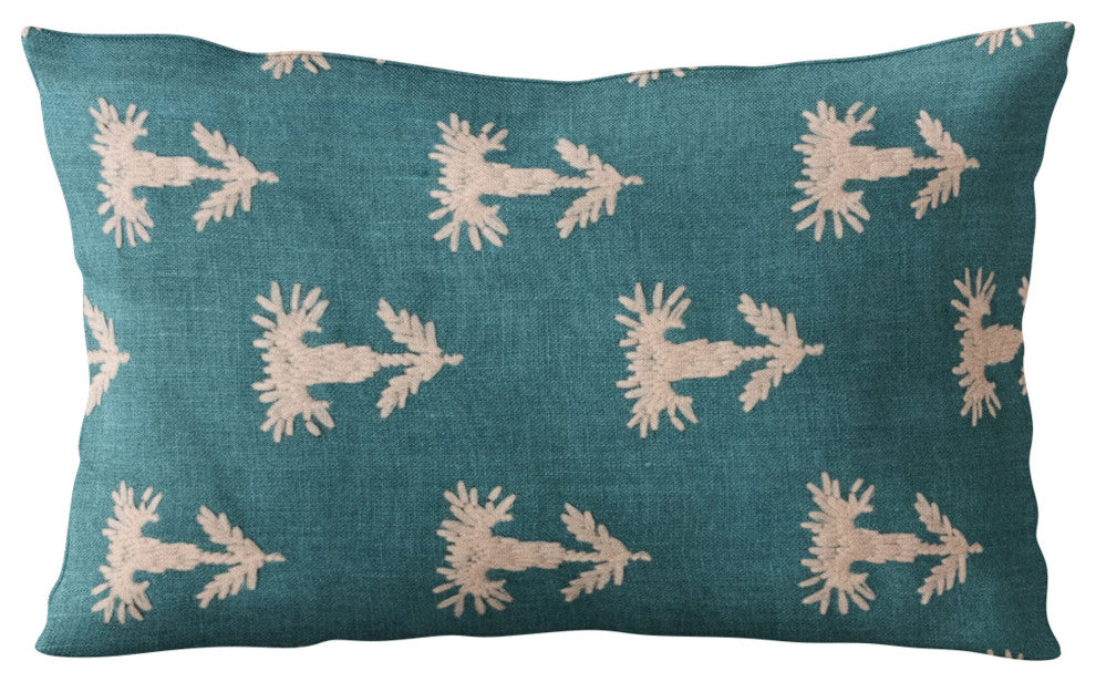 Plutus Blue Growth Motif Luxury Throw Pillow, 12"x20"