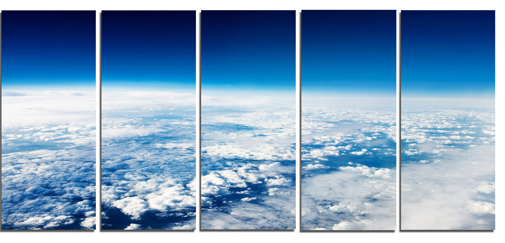Stunning View from Airplane, Landscape Canvas Art Print, 60"x28", 5 Panels