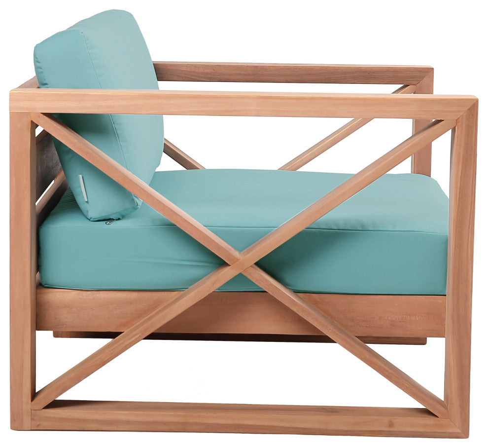 Anguilla Waterproof Fabric Upholstered Outdoor Chair, Blue
