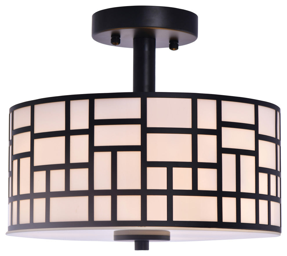 Lazzur Moselle 3 Light 12" Matte Black Semi-Flush Mount Ceiling Light