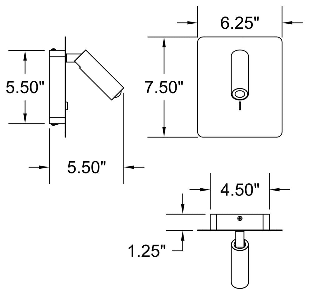 Villa LED Reading Light, Matte Black
