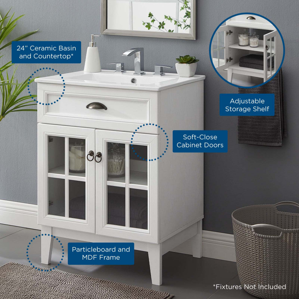 Isle 24" Bathroom Vanity Cabinet White White -5424