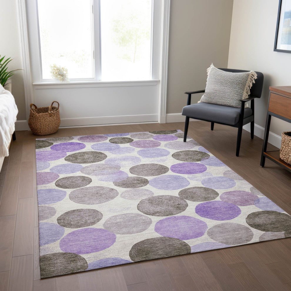 Machine Washable Indoor/Outdoor Chantille ACN1898 Purple 8' x 10' Rug