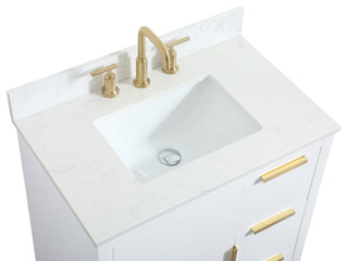 30" Single Bathroom Vanity, White, With Backsplash
