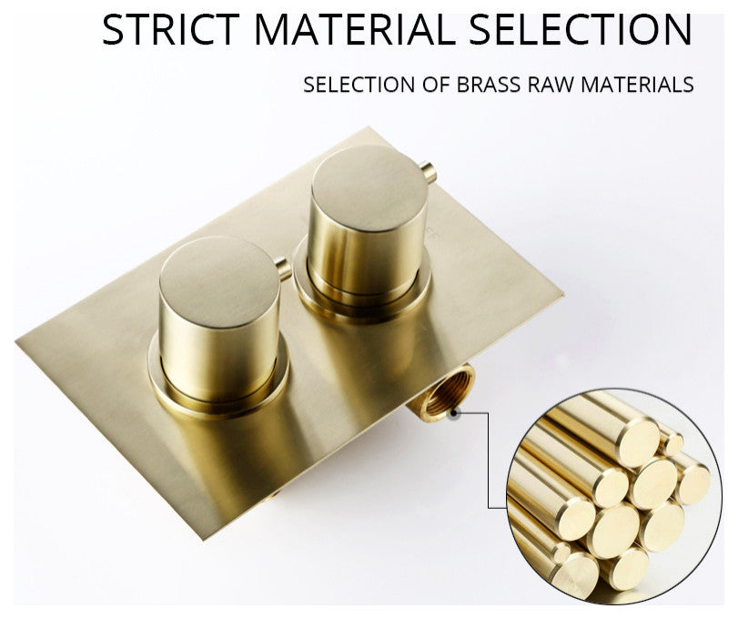 Wasser Solid Brass Complete Shower System, 12" Rain Shower Head