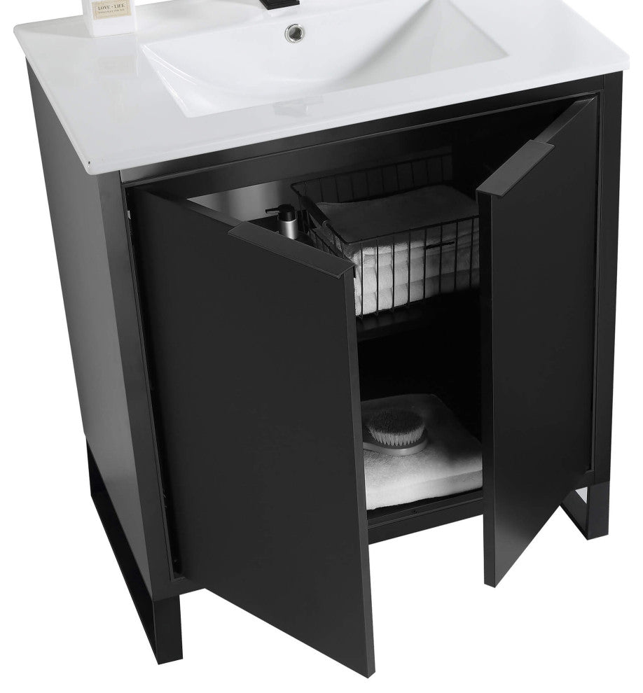 Fine Fixtures Opulence Collection Bathroom Vanity with White Ceramic Sink