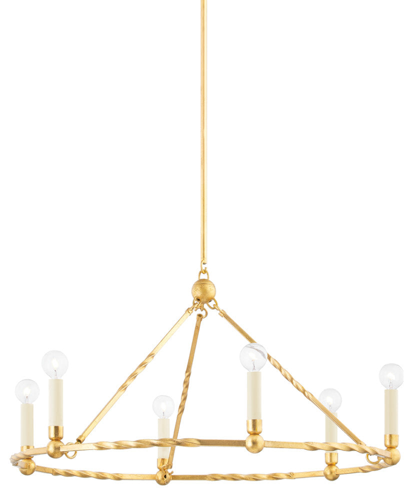 Josephine 6 Light Chandelier, Vintage Gold
