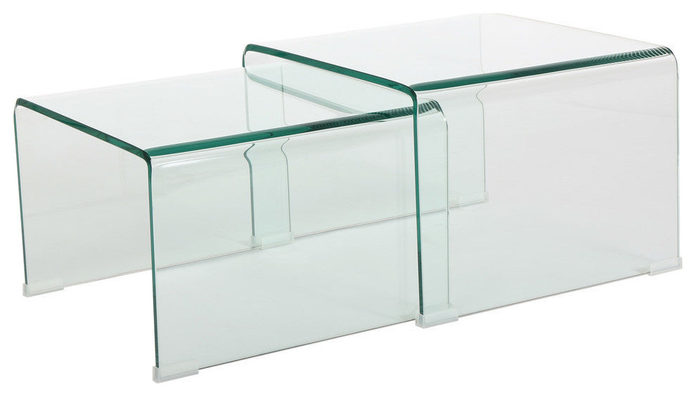 GDF Studio Angel 12Mm Tempered Glass Nesting Tables