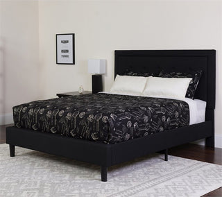 Roxbury Twin Size Tufted Upholstered Platform Bed, Black Fabric