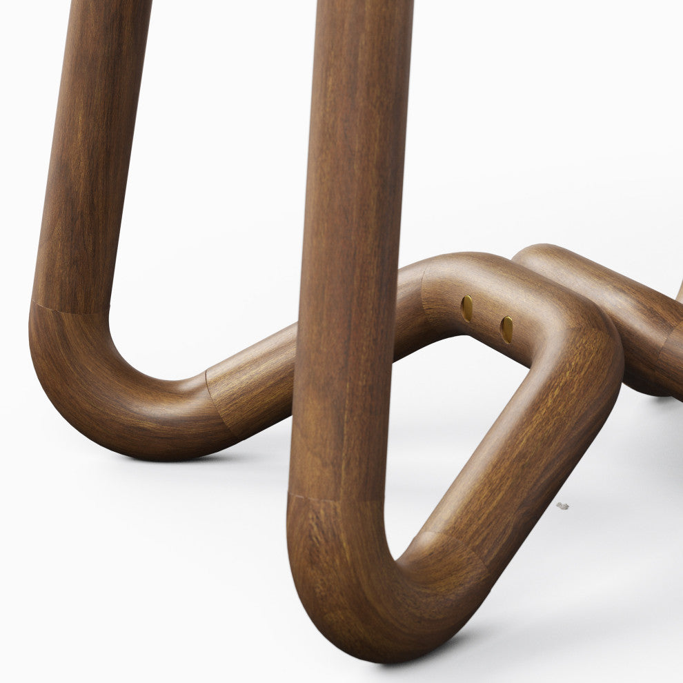 Modern Brazilian - Loop - Upholstered Stool - Noodles Natural Seat, Nozes