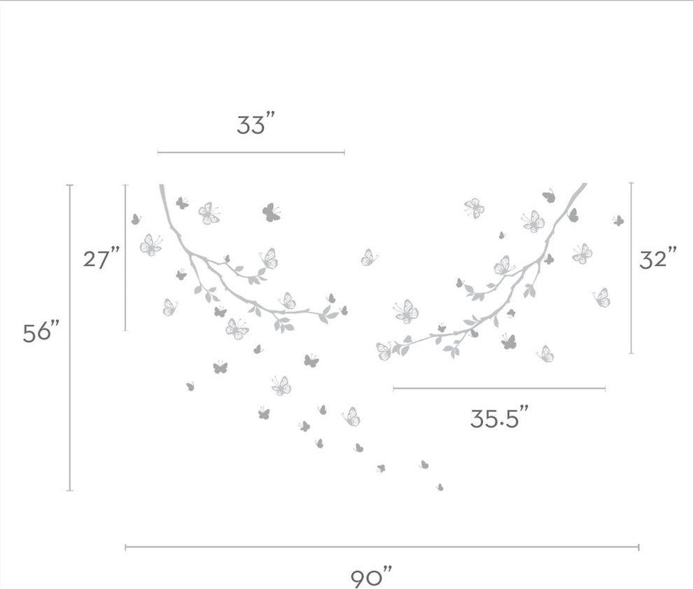 Butterfly Branches Wall Decal, Scheme A