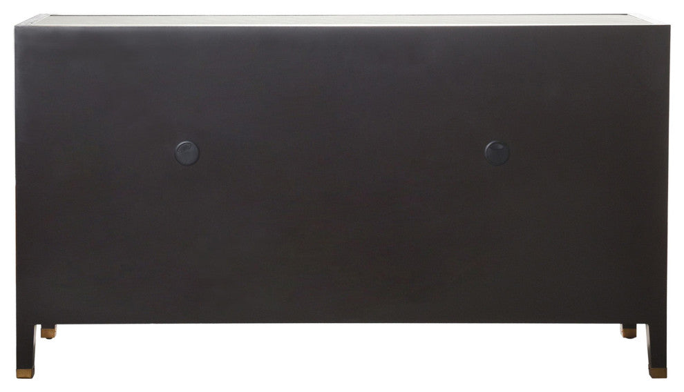 Dann Foley 4 Door Sideboard Ivory Faux Shagreen, Black Veneer Finish