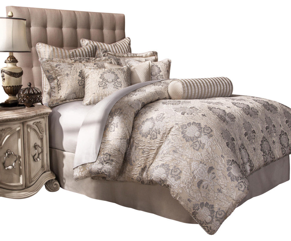 Sycamore Grove 9-Piece Queen Comforter Set - Silver